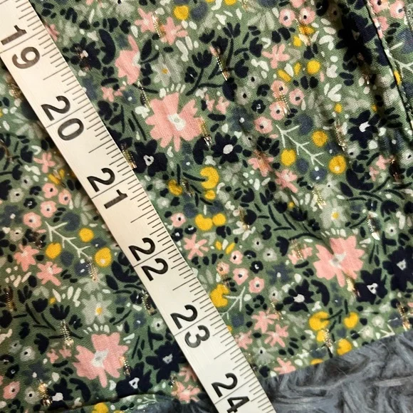 Boden Ditsy Floral Print Green Peasant Style Button Down Shirt Blouse Size 14 - Picture 4 of 5